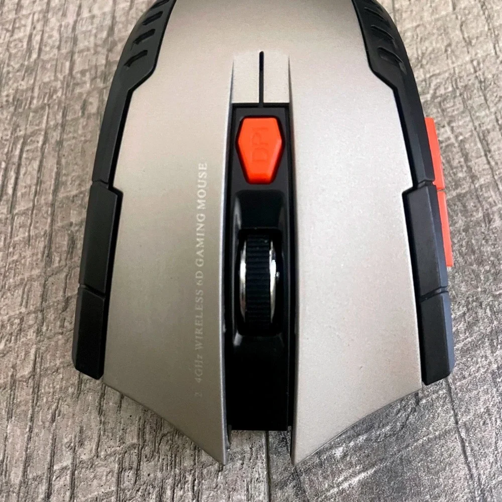 2.4GHz Wireless 6D Gaming Mouse Silver Black Orange Optical with‎ USB Receiver